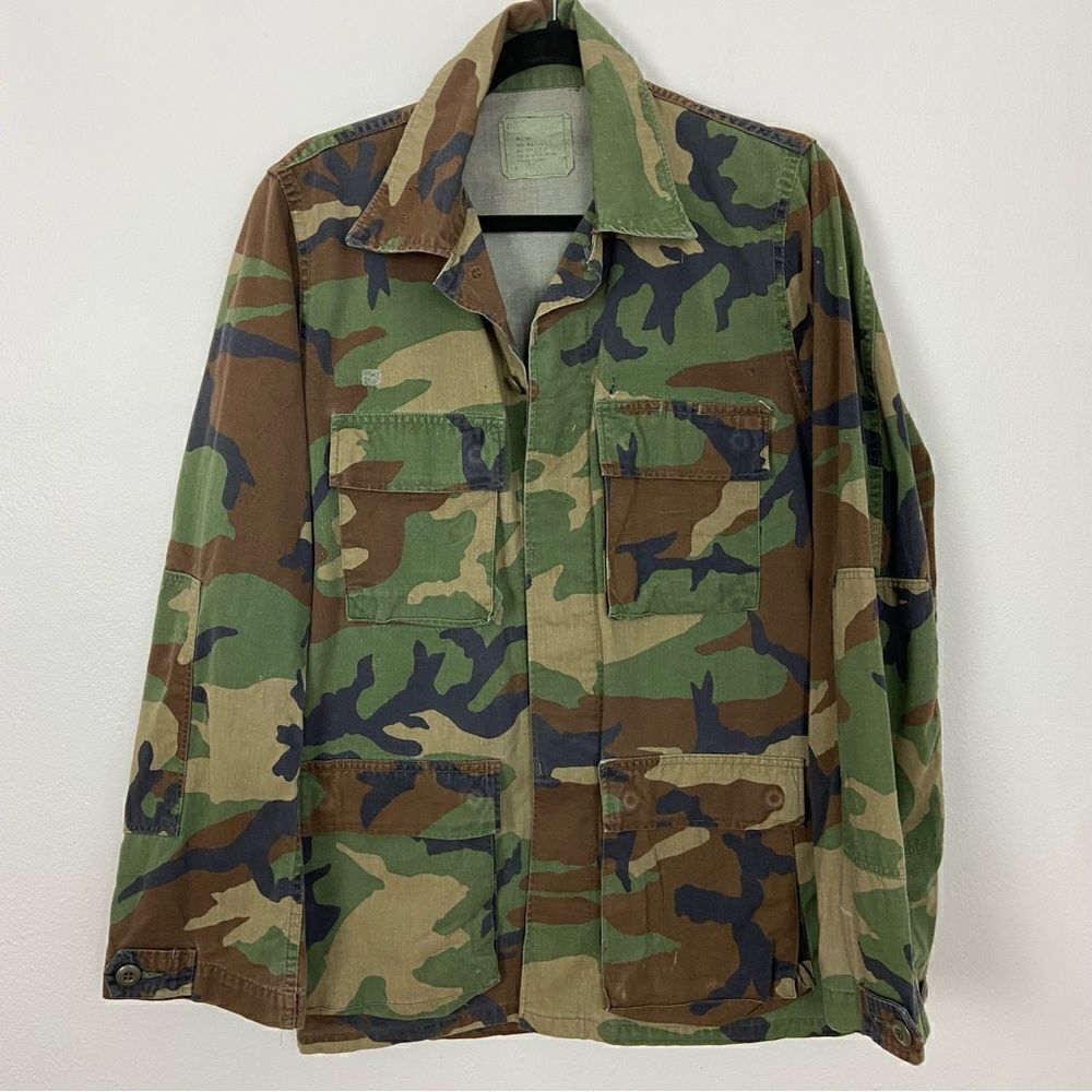 BDU Shirt Retired Woodland Camouflage Cargo Tactical Hunting Military Size Small